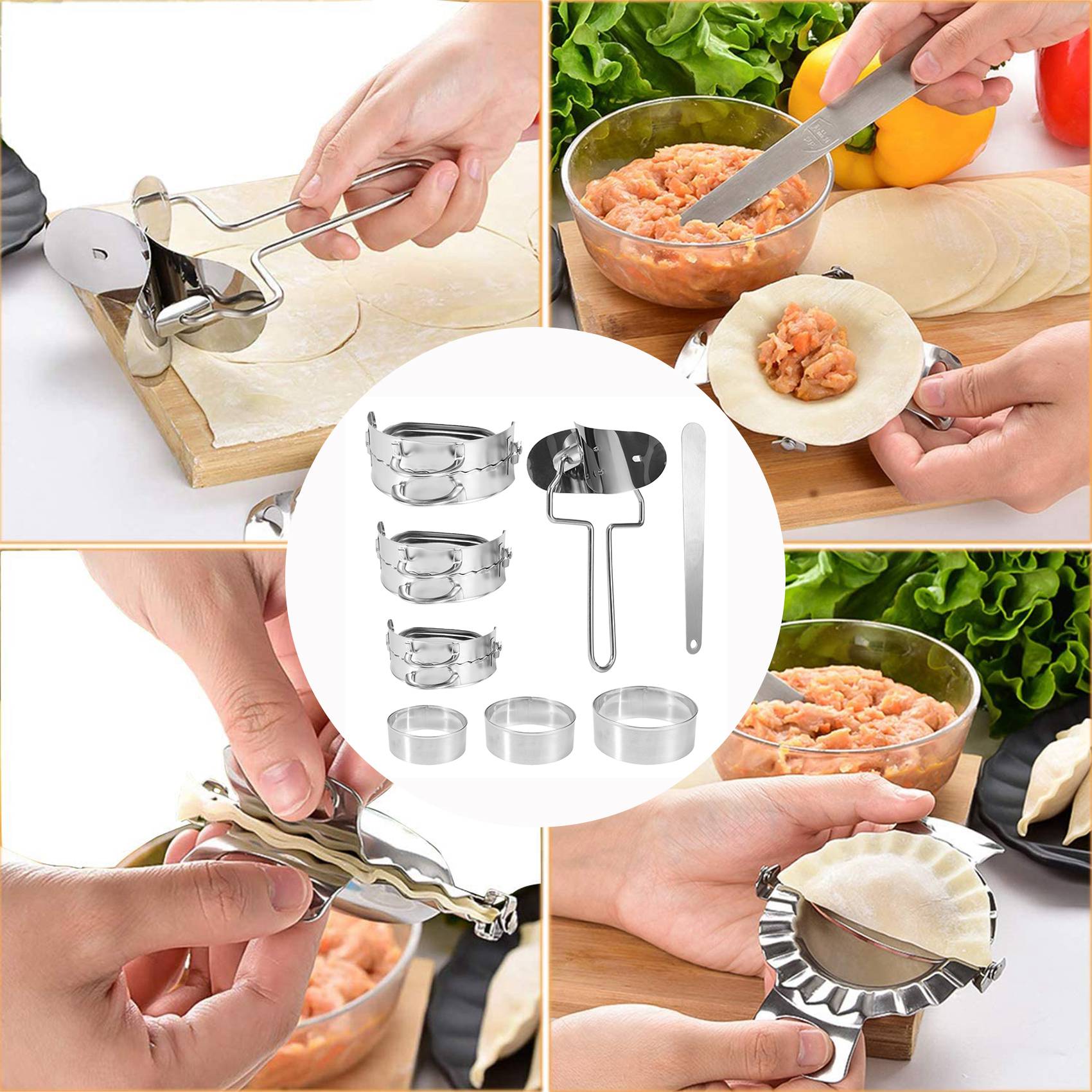 Gyoza Dumpling Maker - مجموعة أدوات صنع الزلابية ABKW، تتضمن